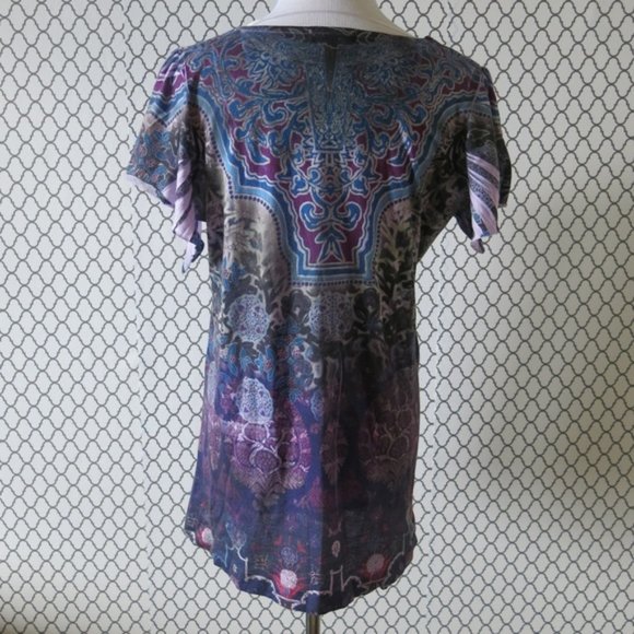 ONE WORLD Scoop Neck Elastic Pleats Tunic Large - Picture 3 of 6